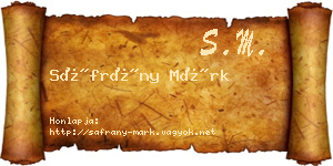 Sáfrány Márk névjegykártya